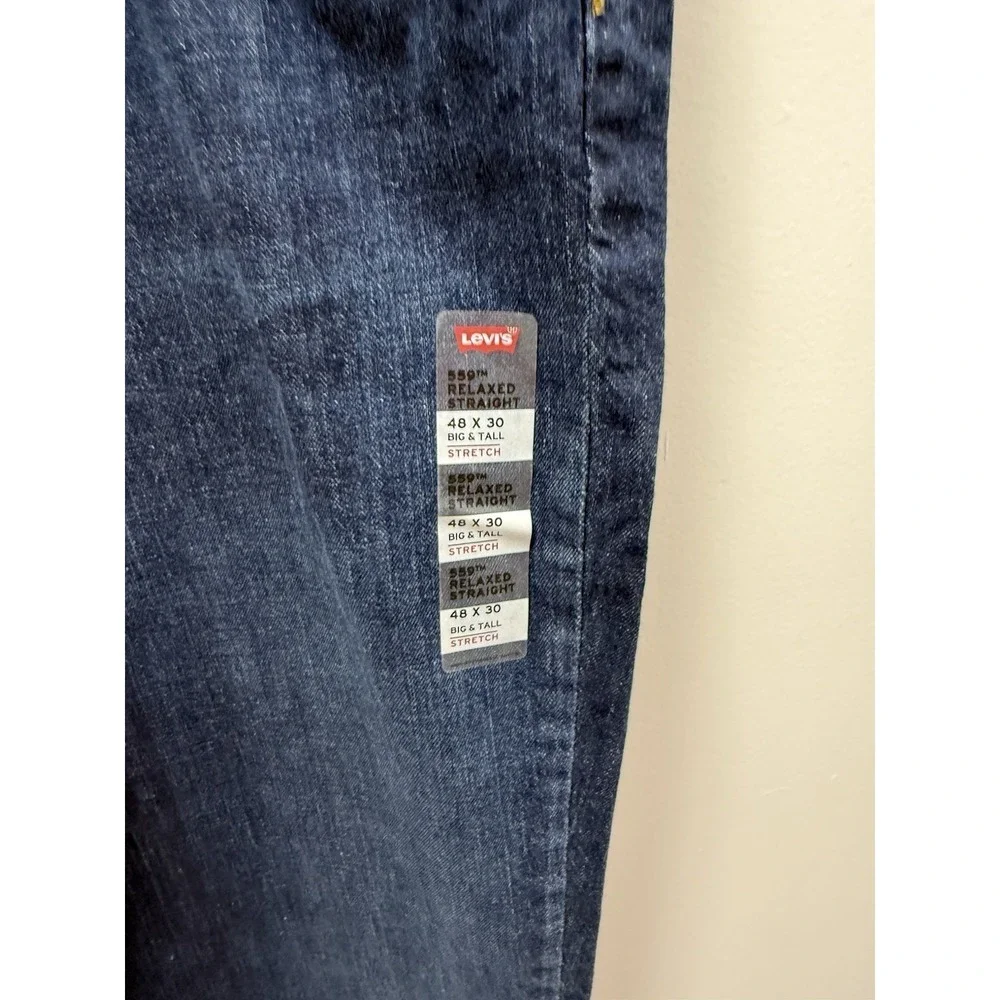 Levi's 559 Relaxed Straight Jeans Men 48x30 Big Tall Dark Wash Stretch NWT Levis